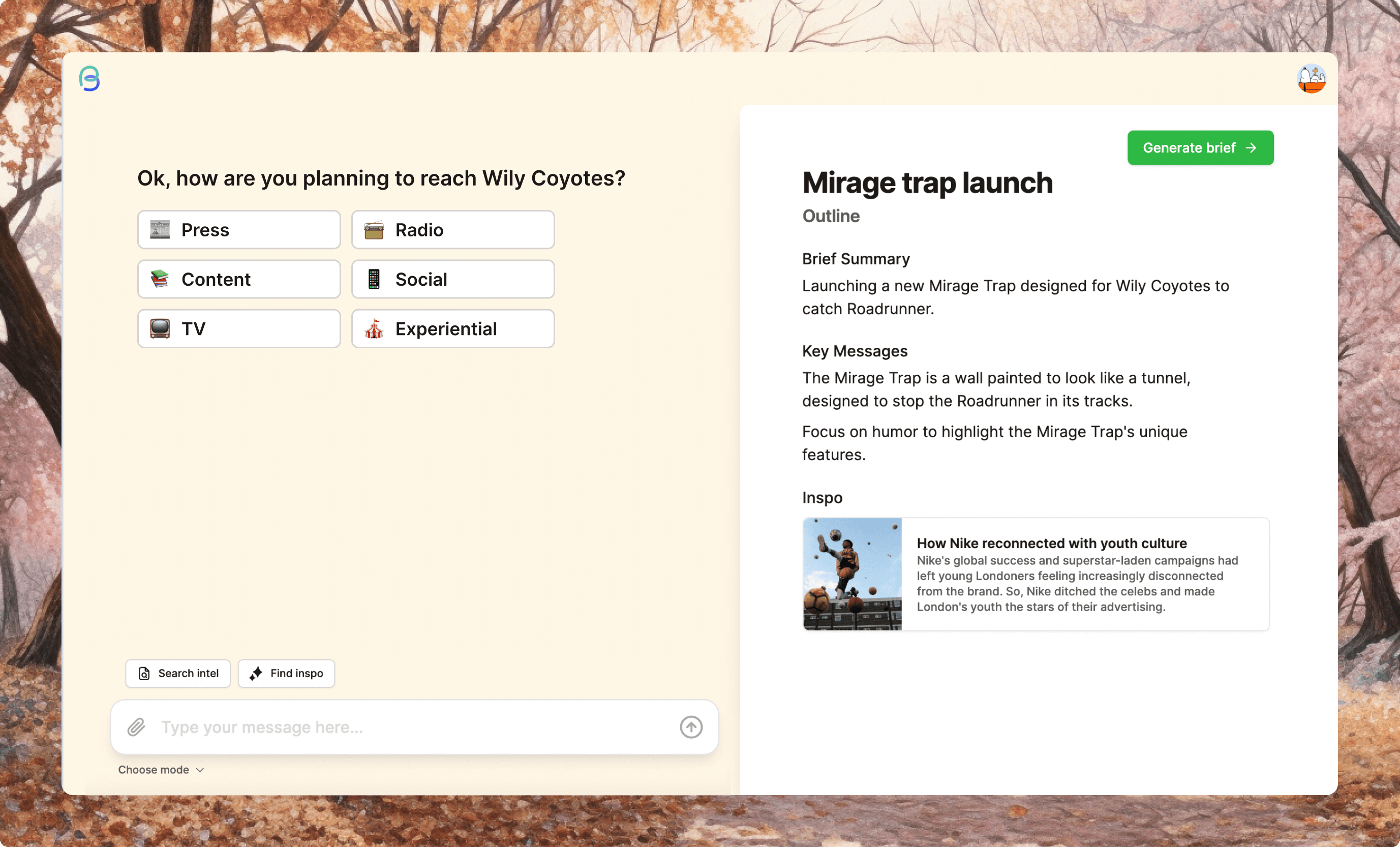 Build briefs conversationally