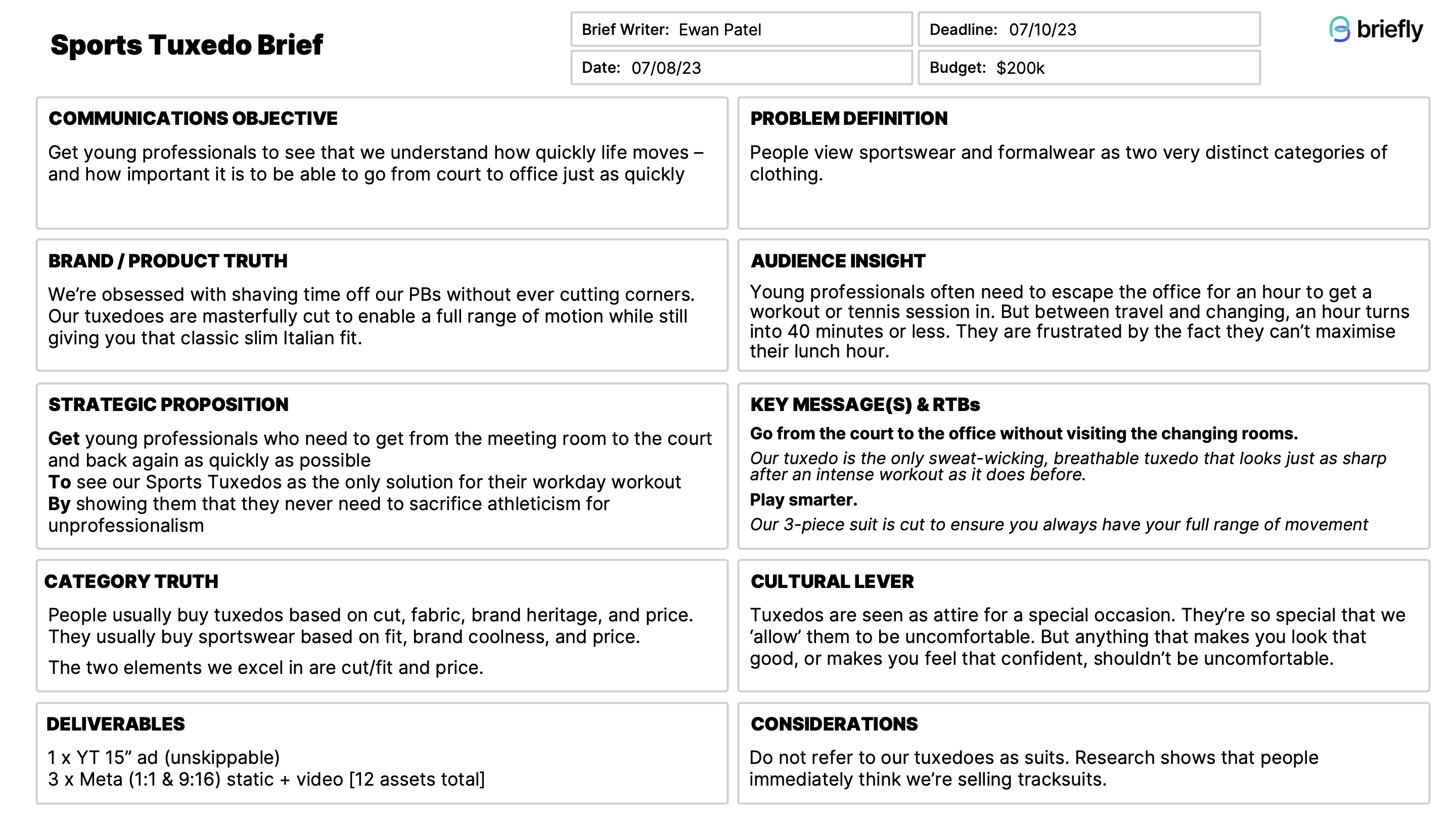 Creative brief example