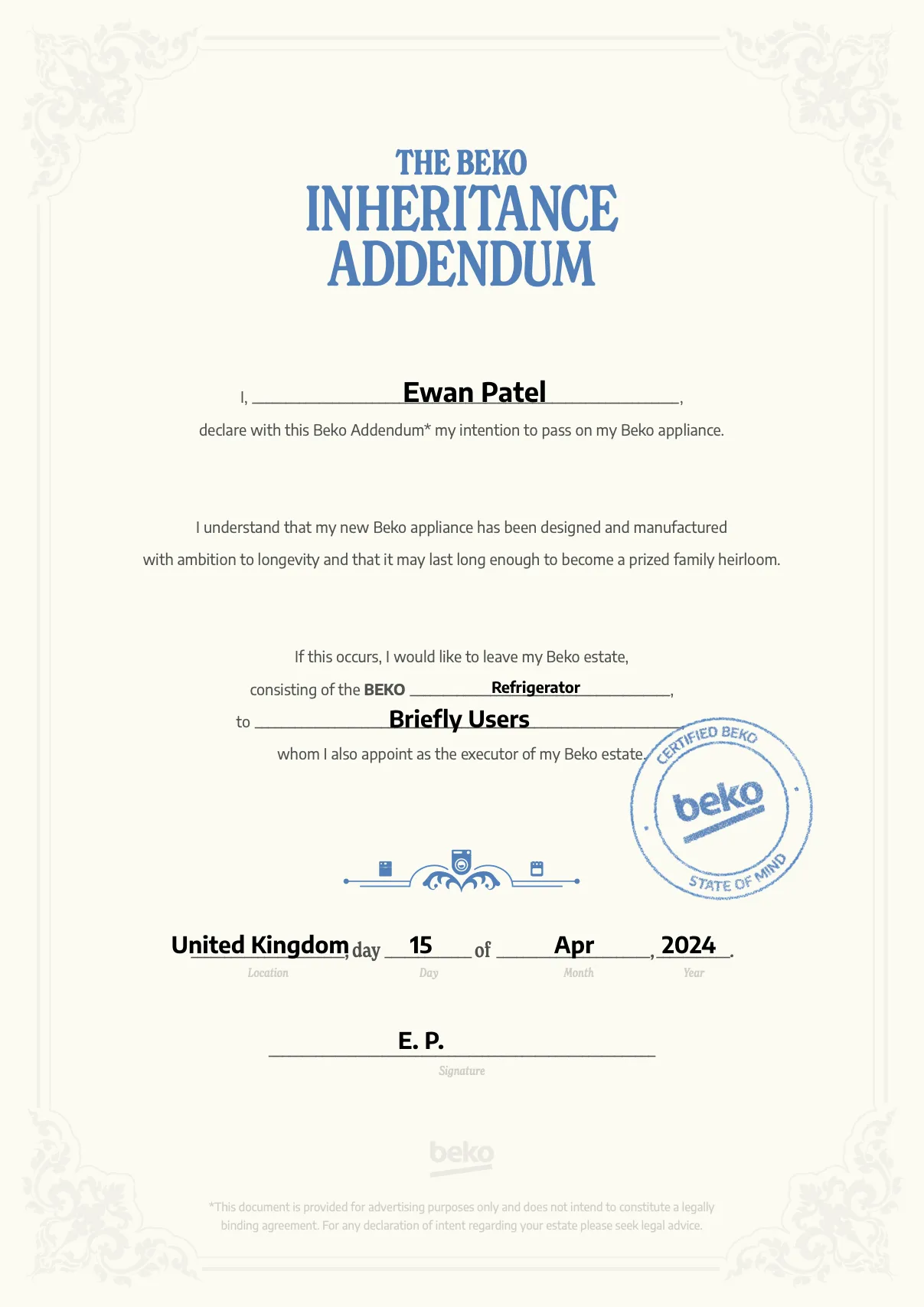 Beko Inheritance Campaign